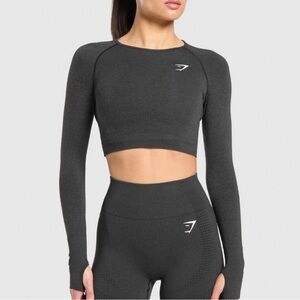 Gymshark Women's Dark Grey Long Sleeve Crop Top